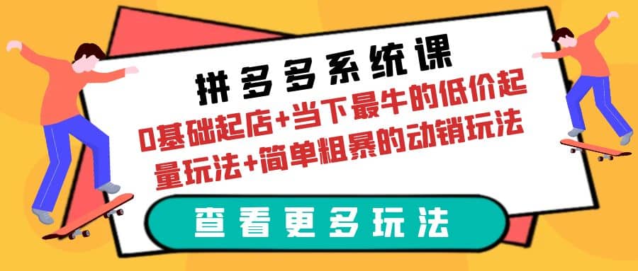 拼多多系统课：0基础起店+当下最牛的低价起量玩法+简单粗暴的动销玩法